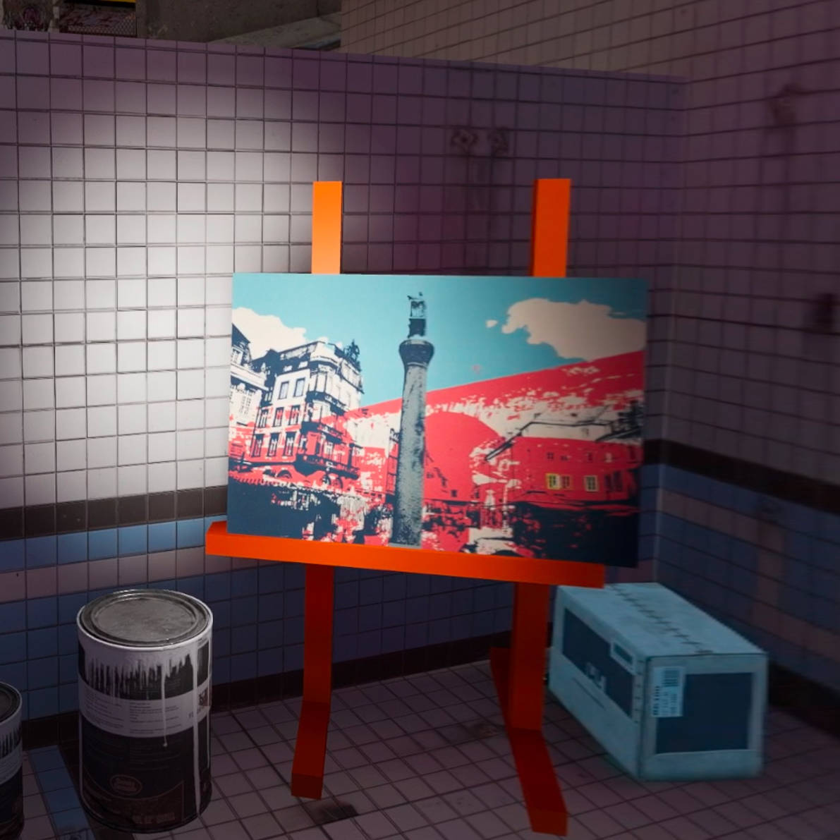 Andreas U. Korn - Half-Life: Alyx VR Wanzenjagd - kachelraum mit Staffelei