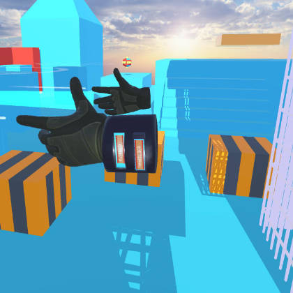 Andreas U. Korn - Unity: VRIF - Raum mit VR Händen und Display im Handschuh