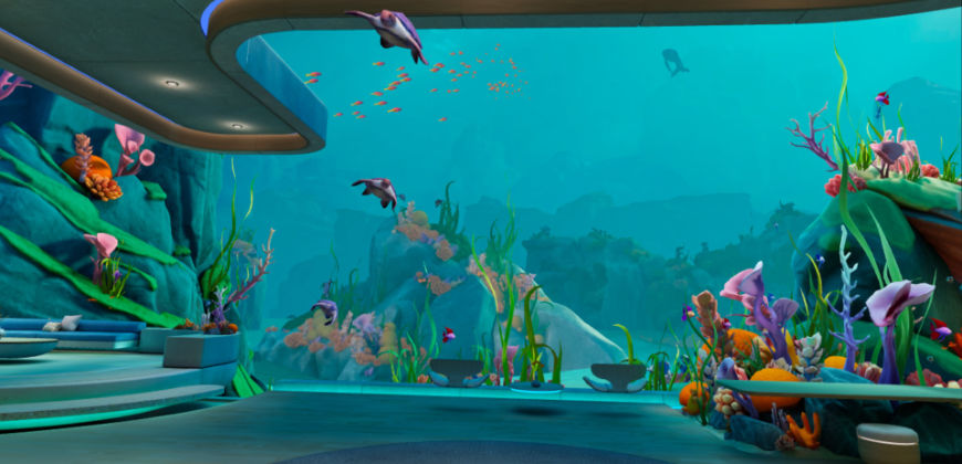 Andreas U. Korn - Meta Quest 3 VR Interface im Unterwasser Aquarium Look