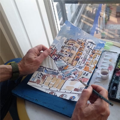 Andreas Korn: Foto beim Aquarell Malen Foto beim Aquarell